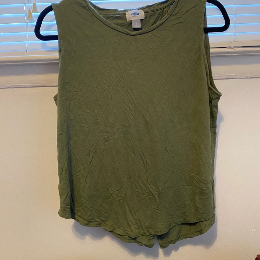 Green muscle tank top with open back